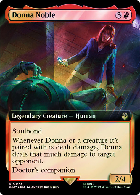 Donna Noble (Extended Art) (Surge Foil)\nDoctor Who Commander - Alternate Foil Variants\nSingle\nMagic The Gathering