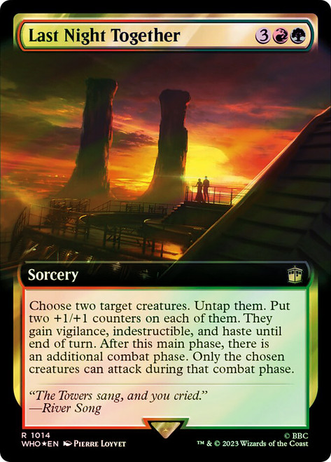 Last Night Together (Extended Art) (Surge Foil)\nDoctor Who Commander - Alternate Foil Variants\nSingle\nMagic The Gathering