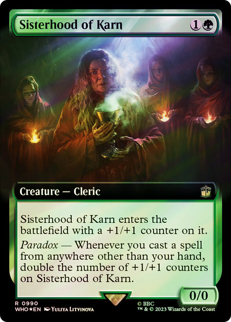 Sisterhood of Karn (Extended Art) (Surge Foil)\nDoctor Who Commander - Alternate Foil Variants\nSingle\nMagic The Gathering