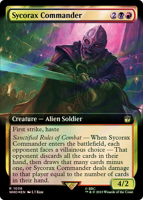 Sycorax Commander (Extended Art) (Surge Foil)\nDoctor Who Commander - Alternate Foil Variants\nSingle\nMagic The Gathering