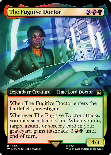 The Fugitive Doctor (Extended Art) (Surge Foil)\nDoctor Who Commander - Alternate Foil Variants\nSingle\nMagic The Gathering