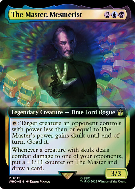 The Master, Mesmerist (Extended Art) (Surge Foil)\nDoctor Who Commander - Alternate Foil Variants\nSingle\nMagic The Gathering