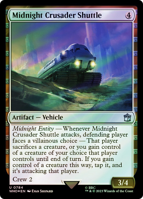 Midnight Crusader Shuttle (Surge Foil)\nDoctor Who Commander - Alternate Foil\nSingle\nMagic The Gathering