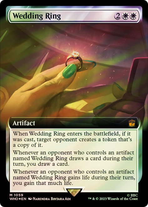 Wedding Ring (Extended Art) (Surge Foil)\nDoctor Who Commander - Alternate Foil Variants\nSingle\nMagic The Gathering
