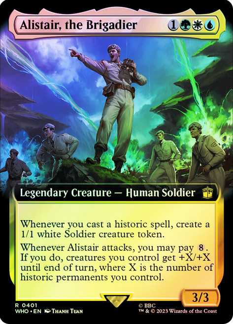 Alistair, the Brigadier (Extended Art)\nDoctor Who Commander - Variants\nSingle\nMagic The Gathering