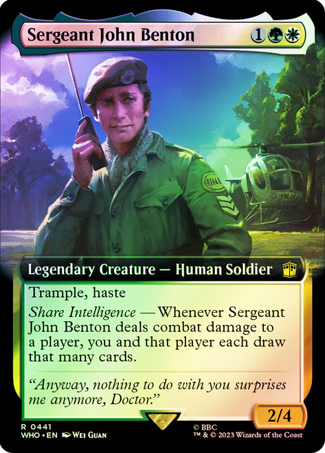 Sergeant John Benton (Extended Art)\nDoctor Who Commander - Variants\nSingle\nMagic The Gathering