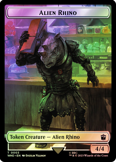 {Alien Rhino Token} // {Cyberman Token}\nDoctor Who Commander\nSingle\nMagic The Gathering