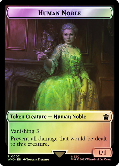 {Human Noble Token} // {Mark of the Rani Token}\nDoctor Who Commander\nSingle\nMagic The Gathering