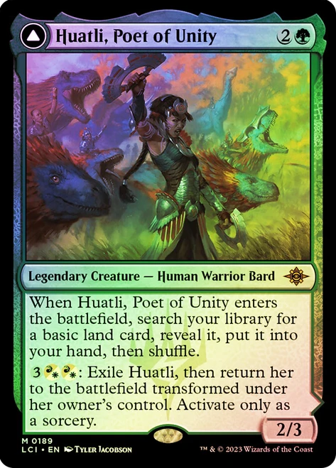 Huatli, Poet of Unity // Roar of the Fifth People\nThe Lost Caverns of Ixalan\nSingle\nMagic The Gathering