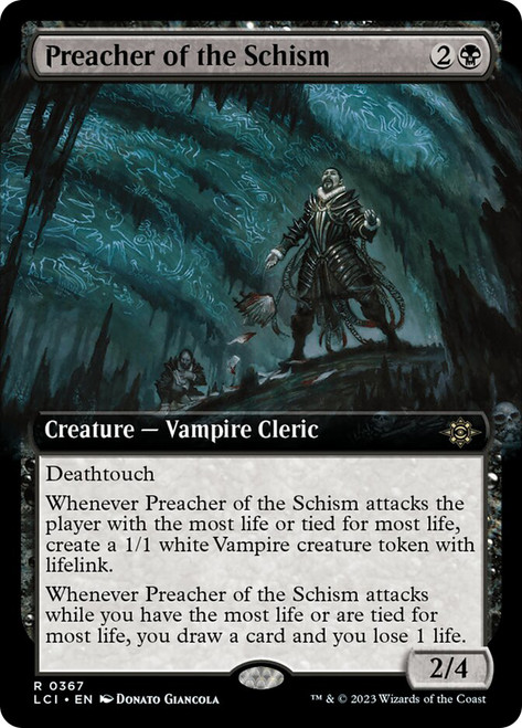 Preacher of the Schism (Extended Art)\nThe Lost Caverns of Ixalan - Variants\nSingle\nMagic The Gathering