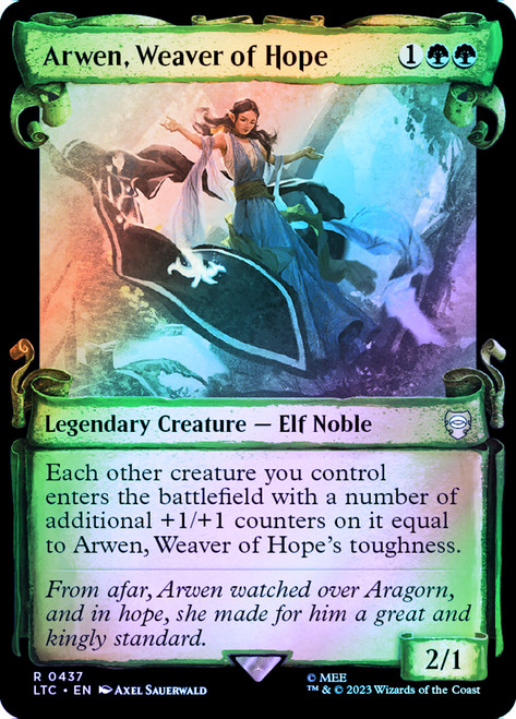 Arwen, Weaver of Hope (Showcase) (Silver Foil)\nThe Lord of the Rings Commander - Alternate Foil\nSingle\nMagic The Gathering