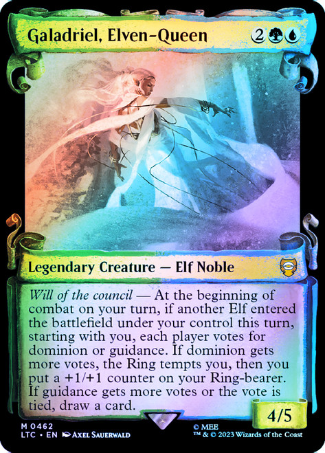 Galadriel, Elven-Queen (Showcase) (Silver Foil)\nThe Lord of the Rings Commander - Alternate Foil\nSingle\nMagic The Gathering