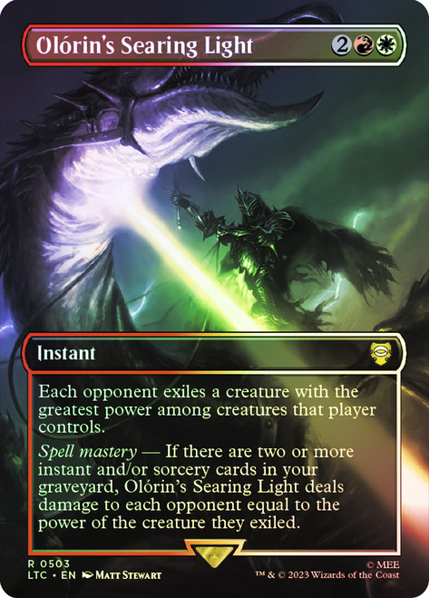 Olorin's Searing Light (Borderless)\nThe Lord of the Rings Commander - Variants\nSingle\nMagic The Gathering