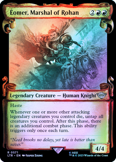 Eomer, Marshal of Rohan (Showcase) (Silver Foil)\nThe Lord of the Rings - Alternate Foil\nSingle\nMagic The Gathering