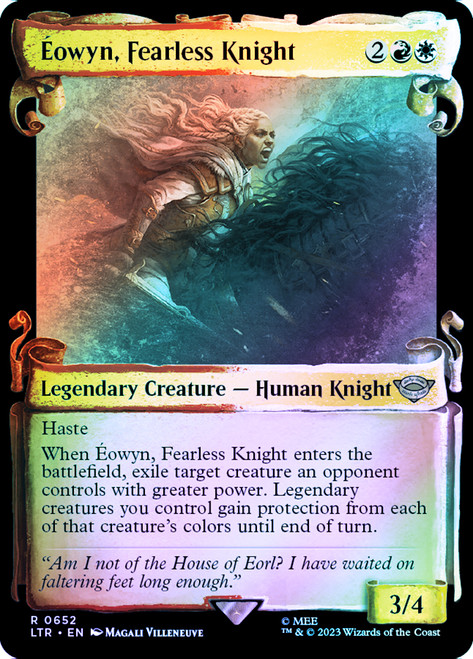 Eowyn, Fearless Knight (Showcase) (Silver Foil)\nThe Lord of the Rings - Alternate Foil\nSingle\nMagic The Gathering