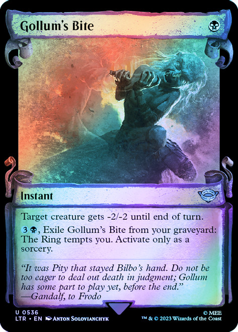 Gollum's Bite (Showcase) (Silver Foil)\nThe Lord of the Rings - Alternate Foil\nSingle\nMagic The Gathering