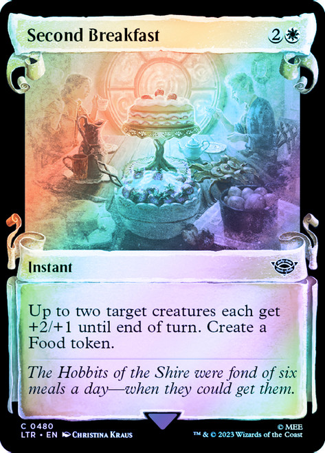 Second Breakfast (Showcase) (Silver Foil)\nThe Lord of the Rings - Alternate Foil\nSingle\nMagic The Gathering
