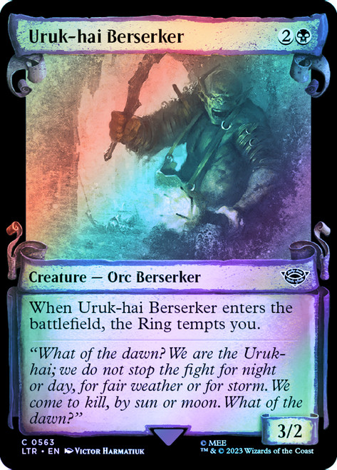 Uruk-hai Berserker (Showcase) (Silver Foil)\nThe Lord of the Rings - Alternate Foil\nSingle\nMagic The Gathering