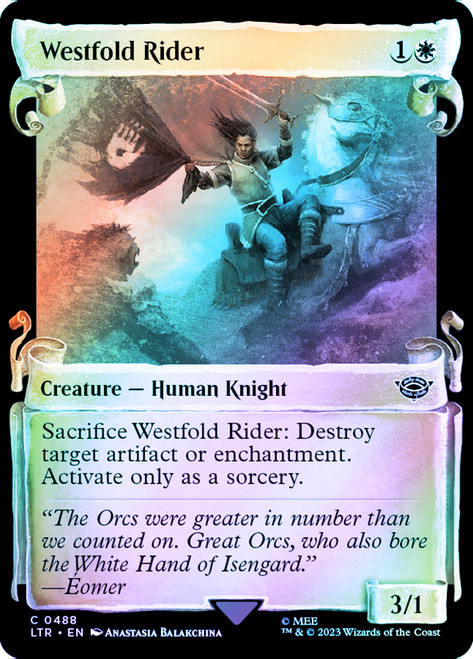 Westfold Rider (Showcase) (Silver Foil)\nThe Lord of the Rings - Alternate Foil\nSingle\nMagic The Gathering