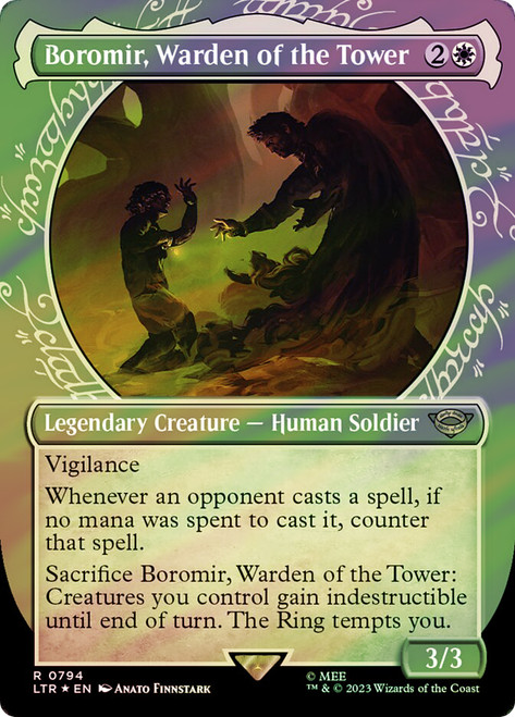 Boromir, Warden of the Tower (#794) (Showcase) (Surge Foil)\nThe Lord of the Rings - Alternate Foil\nSingle\nMagic The Gathering