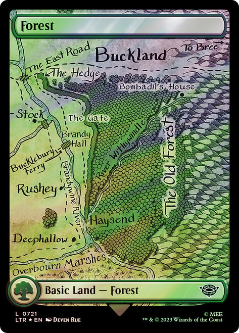 Forest (#721) (Full Art) (Surge Foil)\nThe Lord of the Rings - Alternate Foil\nSingle\nMagic The Gathering