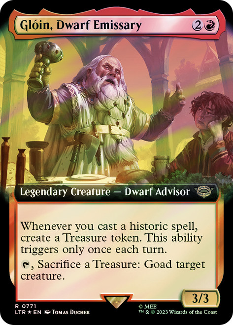 Gloin, Dwarf Emissary (Extended Art) (Surge Foil)\nThe Lord of the Rings - Alternate Foil\nSingle\nMagic The Gathering