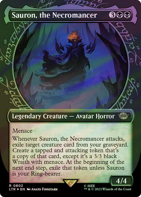 Sauron, the Necromancer (#802) (Showcase) (Surge Foil)\nThe Lord of the Rings - Alternate Foil\nSingle\nMagic The Gathering