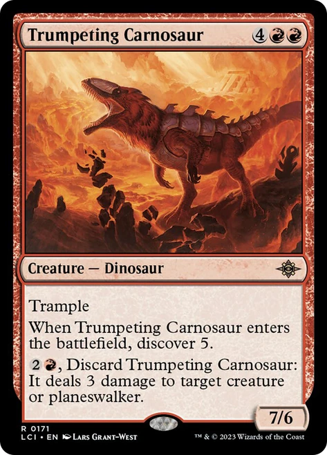 Trumpeting Carnosaur\nThe Lost Caverns of Ixalan\nSingle\nMagic The Gathering