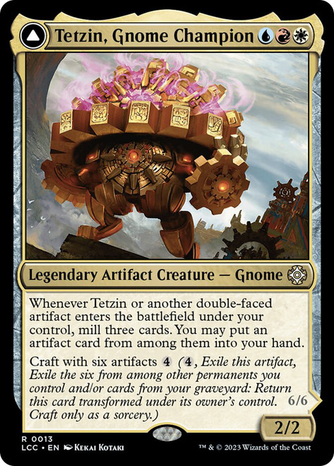 Tetzin, Gnome Champion // The Golden-Gear Colossus\nThe Lost Caverns of Ixalan Commander\nSingle\nMagic The Gathering