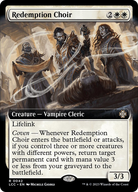 Redemption Choir (Extended Art)\nThe Lost Caverns of Ixalan Commander - Variants\nSingle\nMagic The Gathering