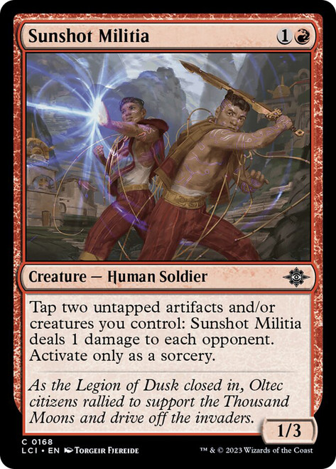 Sunshot Militia\nThe Lost Caverns of Ixalan\nSingle\nMagic The Gathering