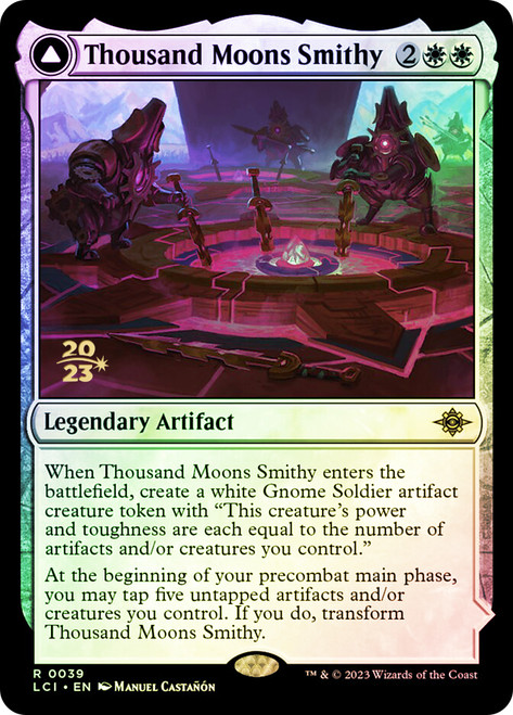 Thousand Moons Smithy // Barracks of the Thousand (Prerelease) (The Lost Caverns of Ixalan)\nPromo: Date Stamped\nSingle\nMagic The Gathering