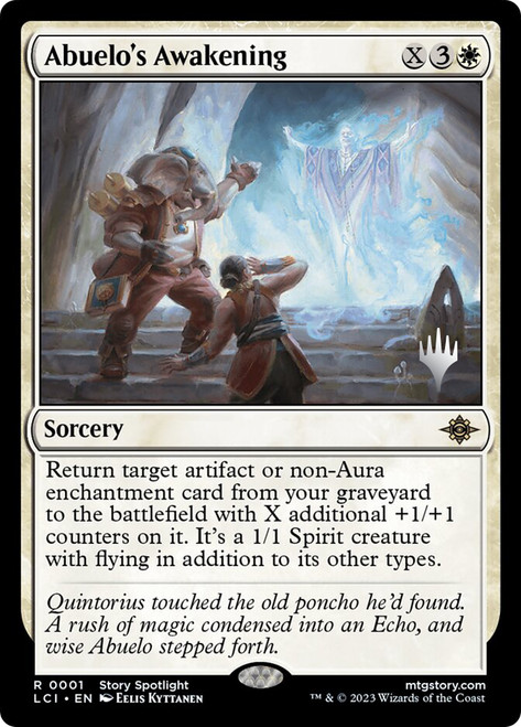 Abuelo's Awakening (Promo Pack) (The Lost Caverns of Ixalan)\nPromo: Planeswalker Stamped\nSingle\nMagic The Gathering