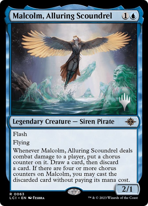 Malcolm, Alluring Scoundrel (Promo Pack) (The Lost Caverns of Ixalan)\nPromo: Planeswalker Stamped\nSingle\nMagic The Gathering