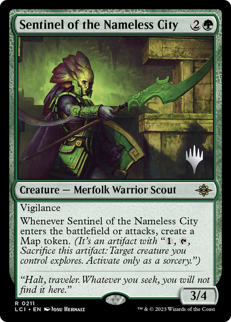 Sentinel of the Nameless City (Promo Pack) (The Lost Caverns of Ixalan)\nPromo: Planeswalker Stamped\nSingle\nMagic The Gathering