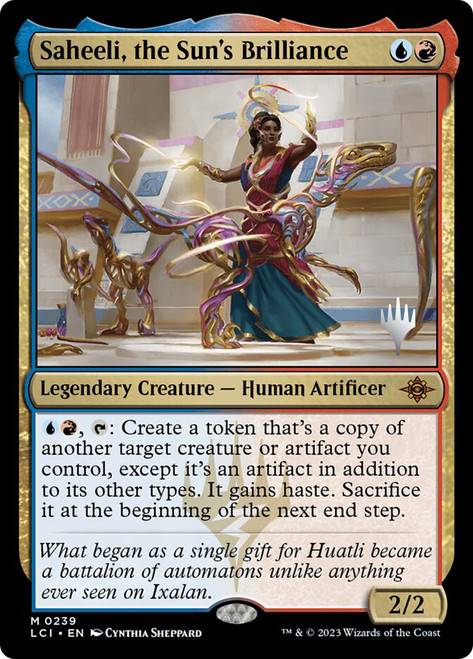 Saheeli, the Sun's Brilliance (Promo Pack) (The Lost Caverns of Ixalan)\nPromo: Planeswalker Stamped\nSingle\nMagic The Gathering