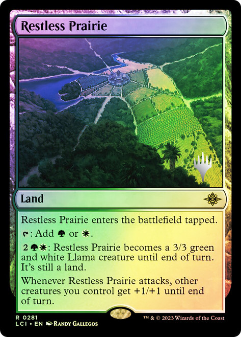 Restless Prairie (Promo Pack) (The Lost Caverns of Ixalan)\nPromo: Planeswalker Stamped\nSingle\nMagic The Gathering