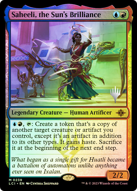 Saheeli, the Sun's Brilliance (Promo Pack) (The Lost Caverns of Ixalan)\nPromo: Planeswalker Stamped\nSingle\nMagic The Gathering