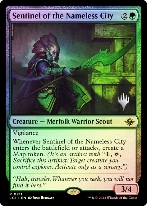 Sentinel of the Nameless City (Promo Pack) (The Lost Caverns of Ixalan)\nPromo: Planeswalker Stamped\nSingle\nMagic The Gathering