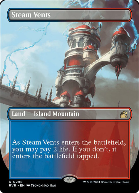 Steam Vents (Borderless)\nRavnica Remastered - Variants\nSingle\nMagic The Gathering