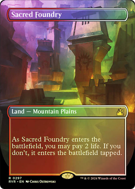 Sacred Foundry (Borderless)\nRavnica Remastered - Variants\nSingle\nMagic The Gathering