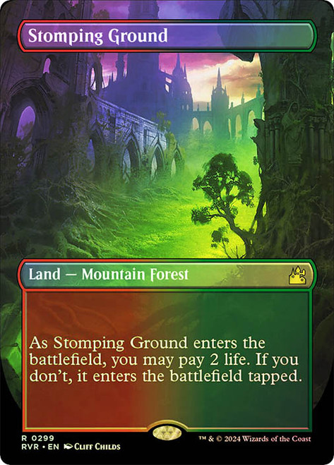 Stomping Ground (Borderless)\nRavnica Remastered - Variants\nSingle\nMagic The Gathering