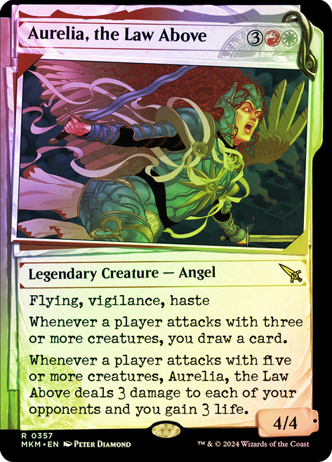 Aurelia, the Law Above (#357) (Showcase)\nMurders at Karlov Manor - Variants\nSingle\nMagic The Gathering