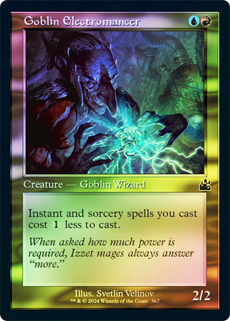 Goblin Electromancer (Retro Frame)\nRavnica Remastered - Retro Frame\nSingle\nMagic The Gathering