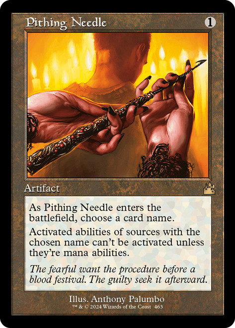 Pithing Needle (Retro Frame)\nRavnica Remastered - Retro Frame\nSingle\nMagic The Gathering