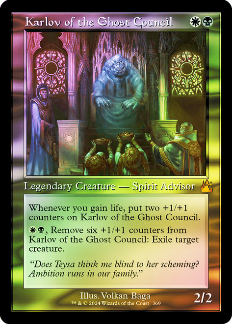 Karlov of the Ghost Council (Retro Frame)\nRavnica Remastered - Retro Frame\nSingle\nMagic The Gathering