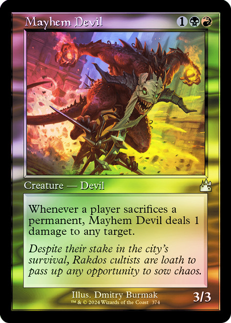 Mayhem Devil (Retro Frame)\nRavnica Remastered - Retro Frame\nSingle\nMagic The Gathering