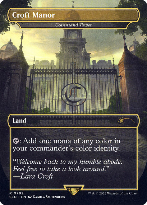 Command Tower (Croft Manor) (Secret Lair) (#792) (Borderless) (Tomb Raider)\nPromo: General\nSingle\nMagic The Gathering