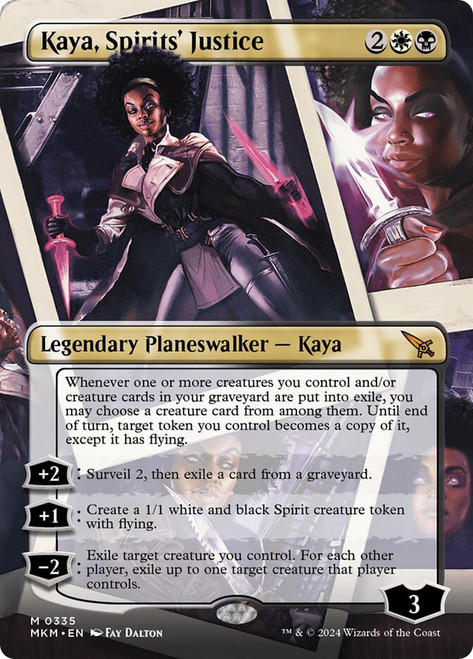 Kaya, Spirits' Justice (Borderless)\nMurders at Karlov Manor - Variants\nSingle\nMagic The Gathering
