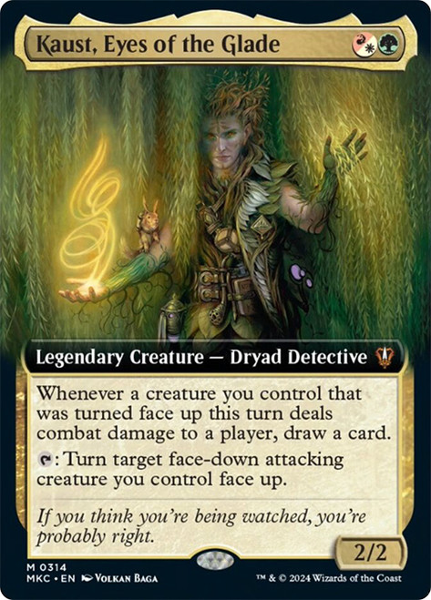 Kaust, Eyes of the Glade (Extended Art)\nMurders at Karlov Manor Commander - Variants\nSingle\nMagic The Gathering